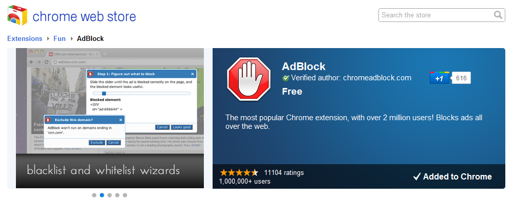 chrome web store adblock
